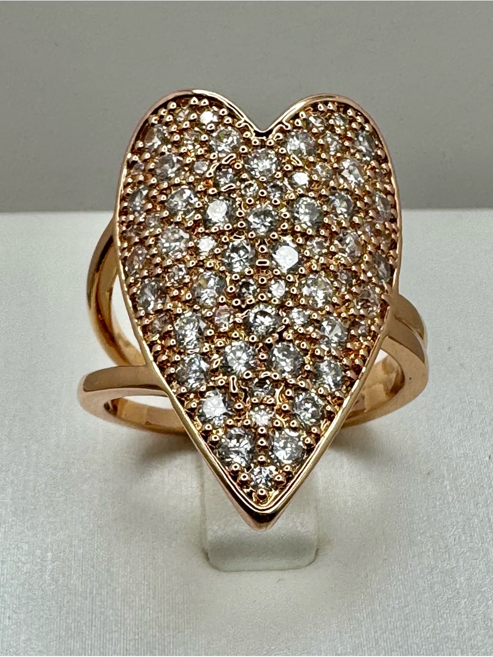 Kate Spade Rose Gold Tone Pave’ Heart Ring Size 7 NEW